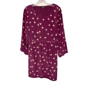 Madewell | Purple Silk Faux Wrap Dress, Size 6